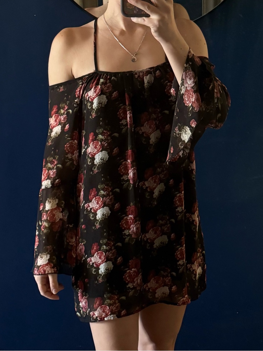 Tobi Floral Off-Shoulder Dress with Bell Sleeves